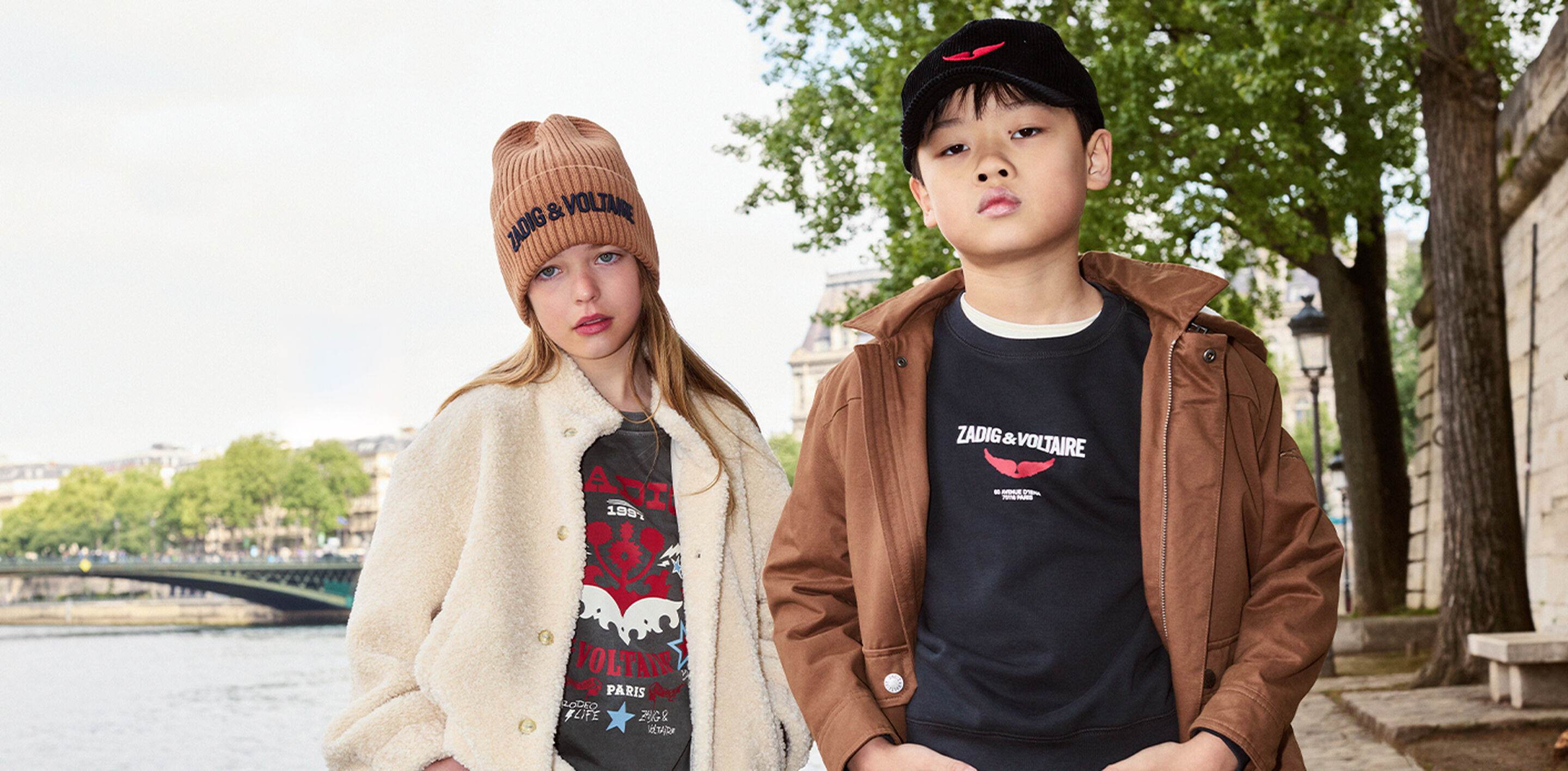 Winter 2025 colour palette with timeless neutrals and deep blue tones for kids’ wardrobes