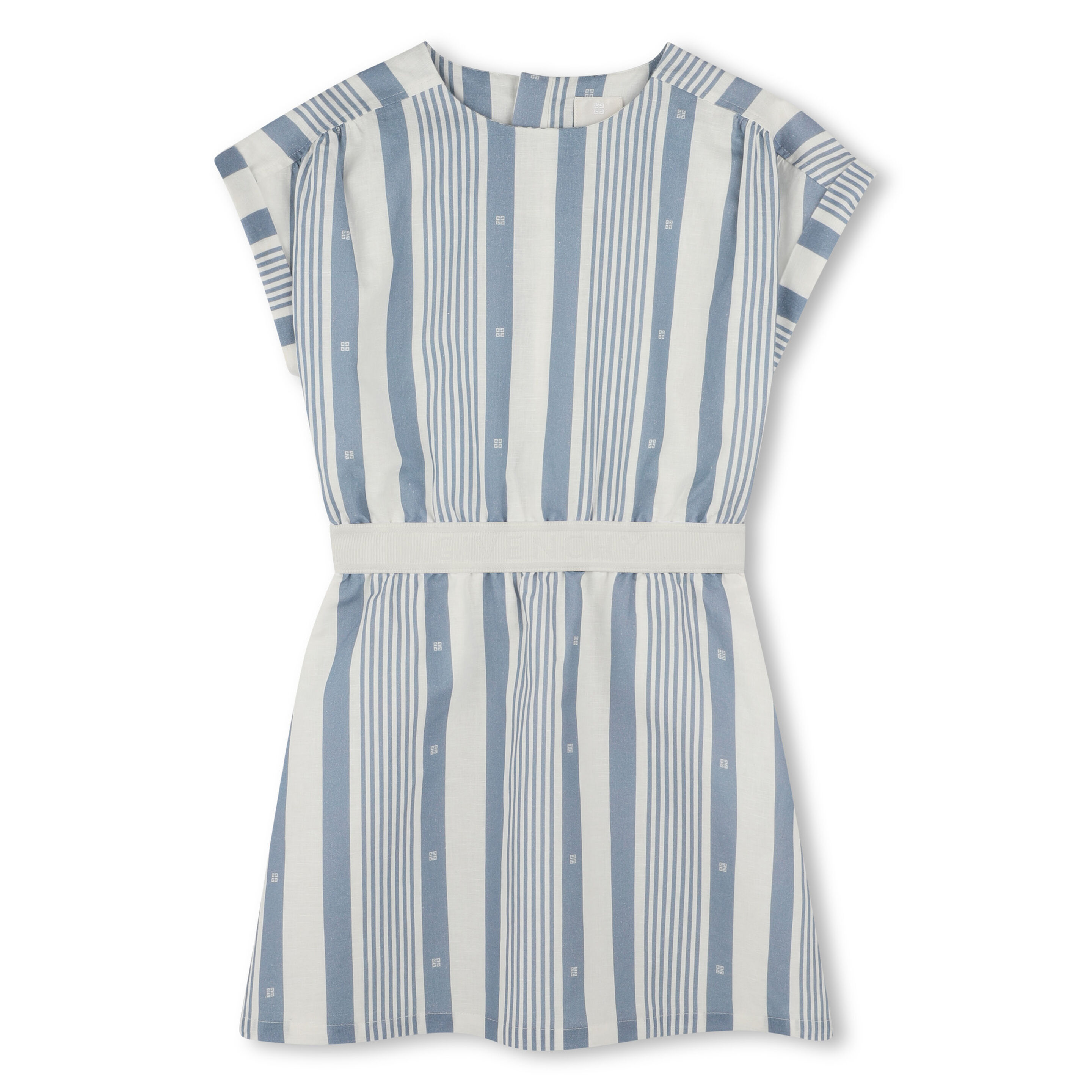 Elegant kids’ dress – white design with blue details inspired by sailor style