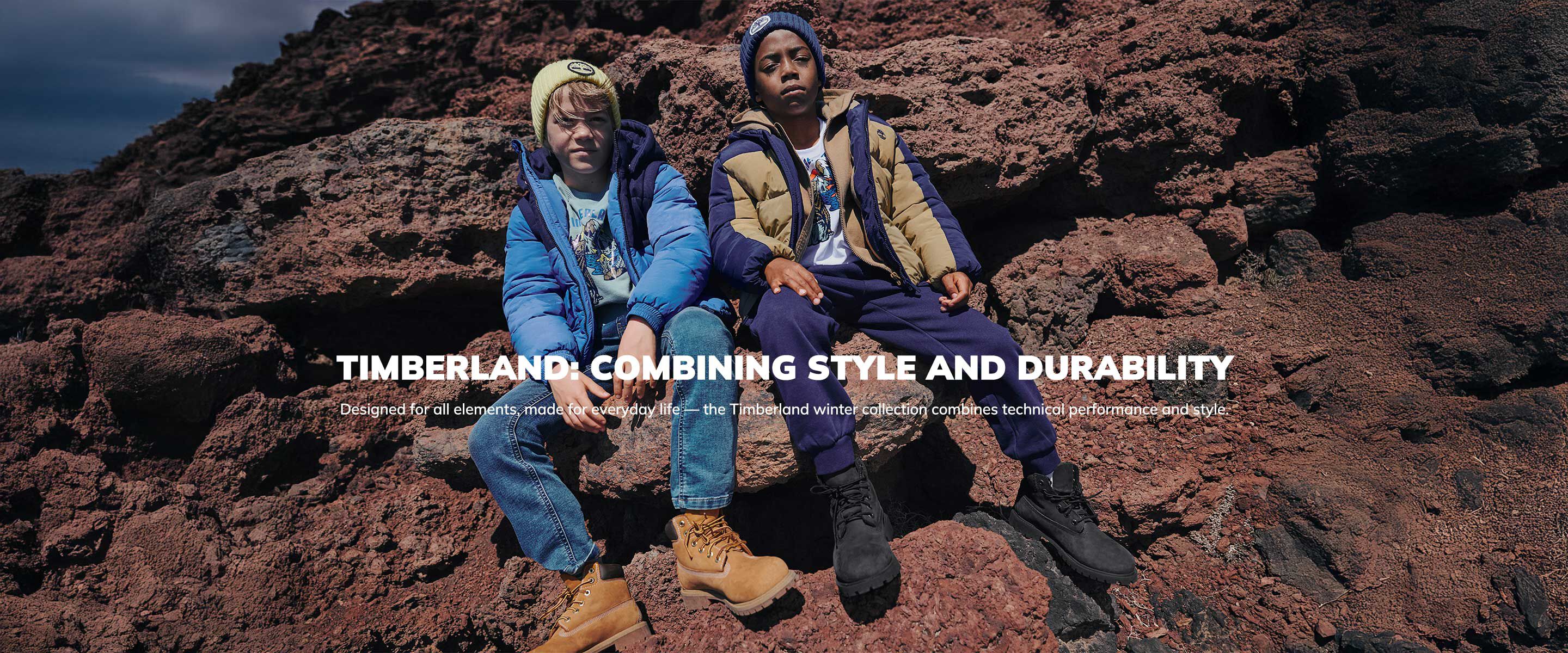 Children's clothing and accessories from the Timberland brand on Kids around