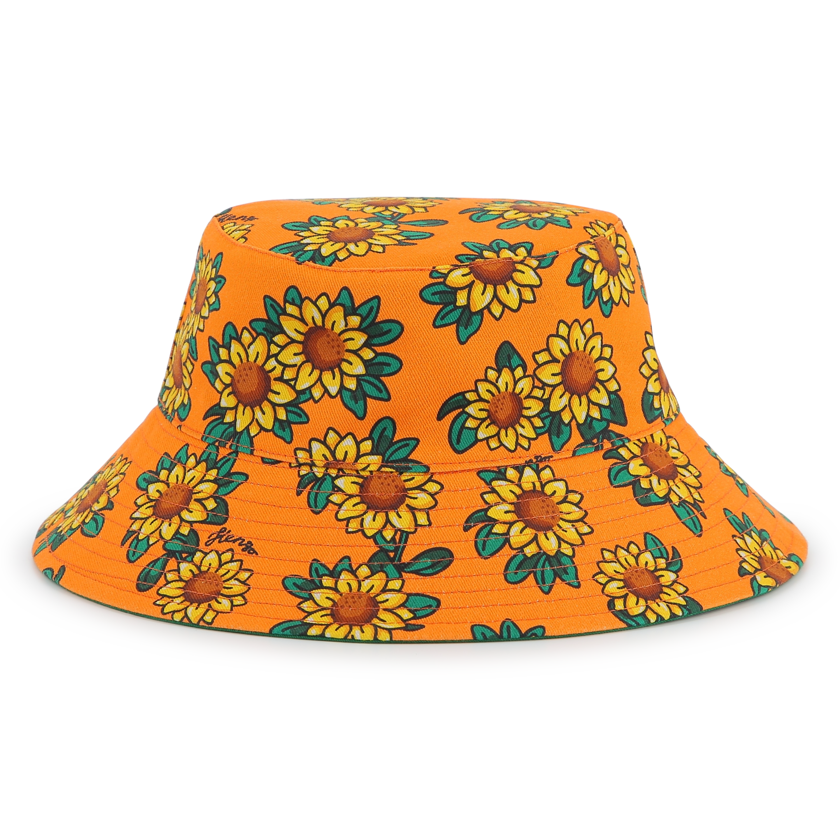 Kenzo kids look for girls and boys: colorful hats with sunflower prints, premium and luxury fashion at Kidsaround