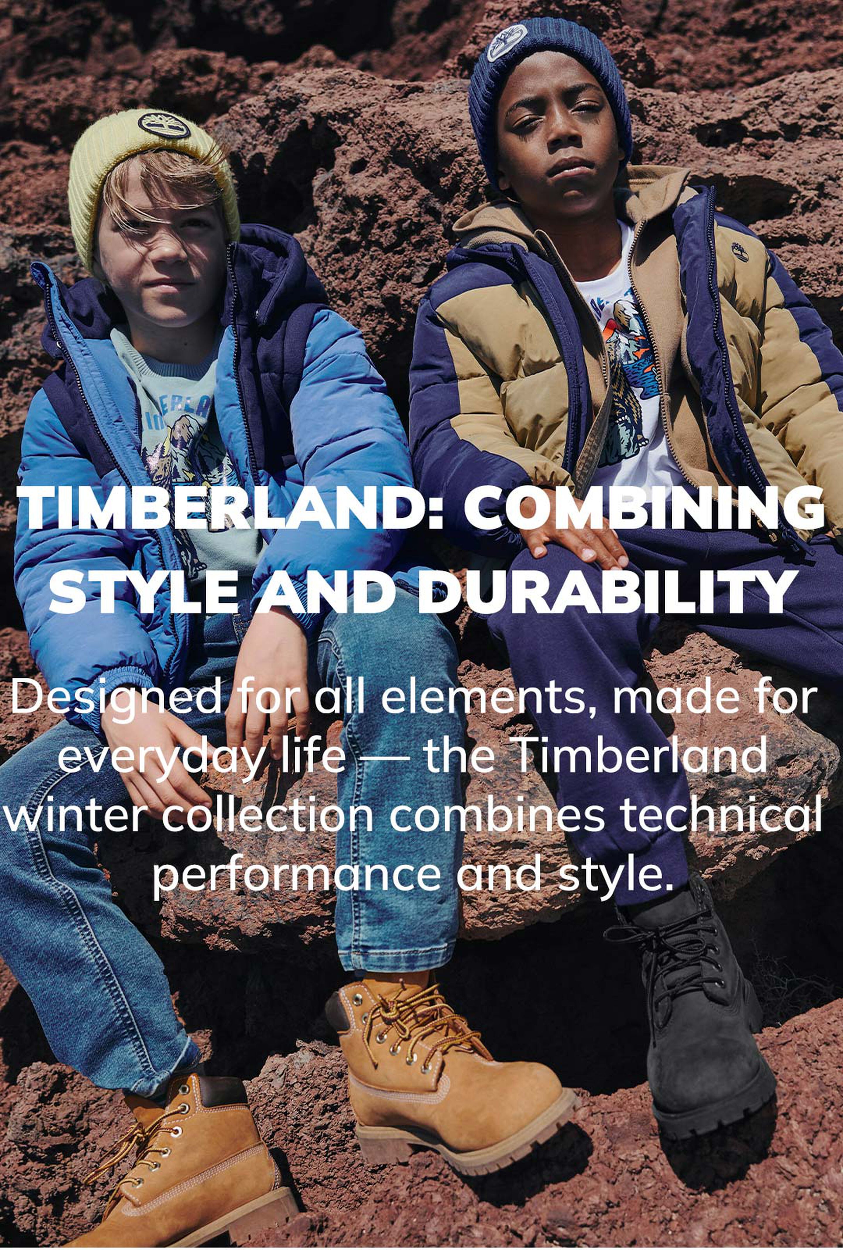 Children's clothing and accessories from the Timberland brand on Kids around