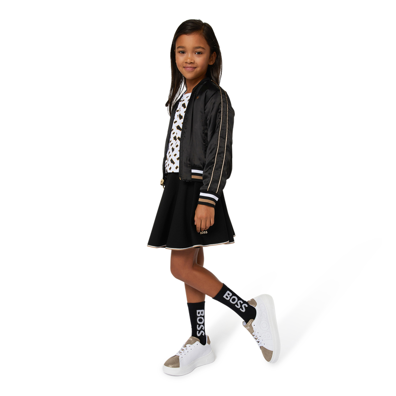 Skater skirt with striped trim