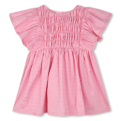 Cotton satin embroidered dress KENZO KIDS GIRL