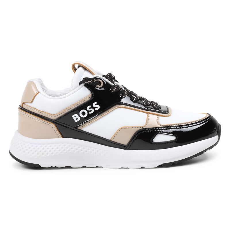 Patent lace-up sneakers