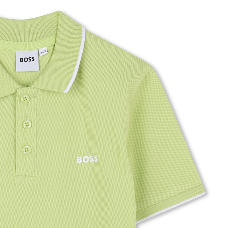 Plain cotton piqué polo shirt BOSS 
                    BOY