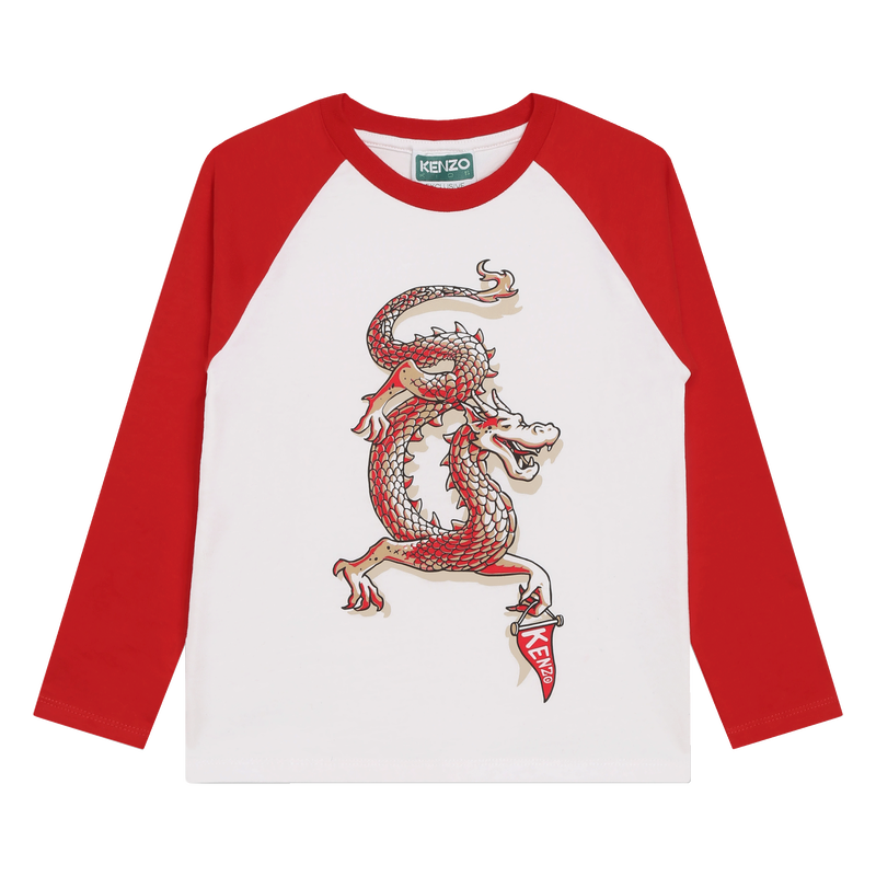 KENZO KIDS CNY print cotton t shirt