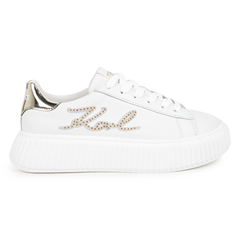 Leather Lace-Up Sneakers KARL LAGERFELD KIDS 
                    GIRL