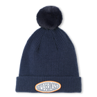 Fleece pompom knit hat, NAVY, hi-res