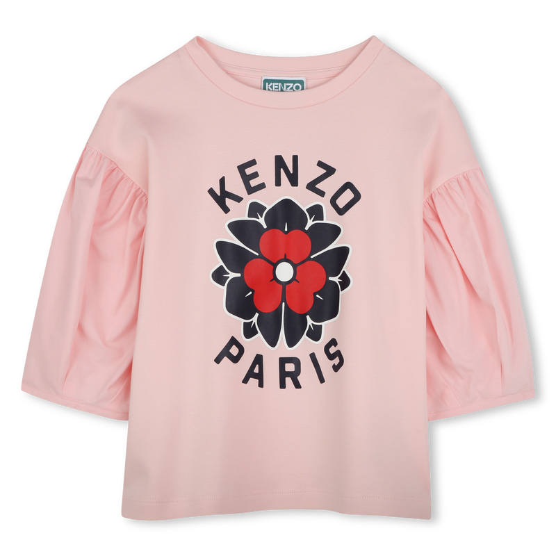 Bi-material T-shirt with print KENZO KIDS 
                        GIRL