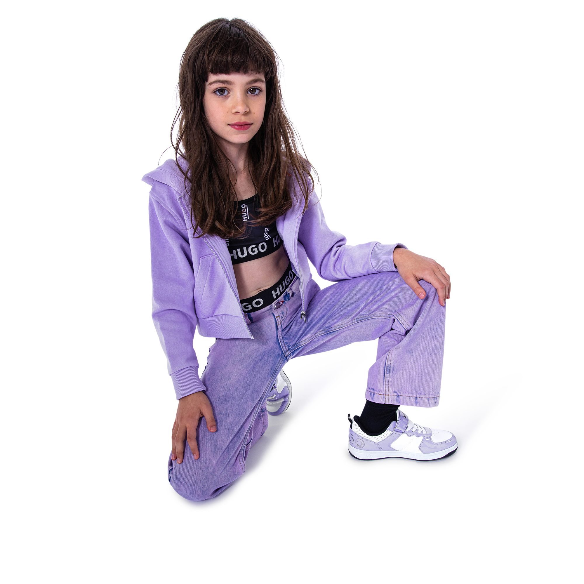 HUGO KIDS logo-print cotton hoodie - Pink