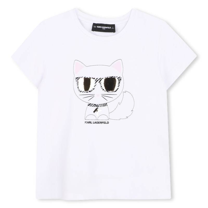 Choupette Print T-Shirt KARL LAGERFELD KIDS 
                        GIRL
