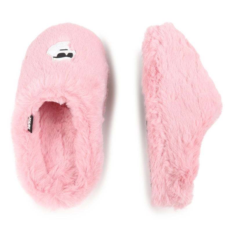 Fluffy fleece slippers KARL LAGERFELD KIDS 
                    GIRL