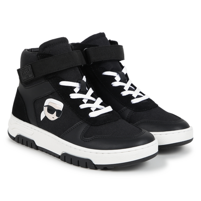 High-Top Leather Sneakers KARL LAGERFELD KIDS BOY