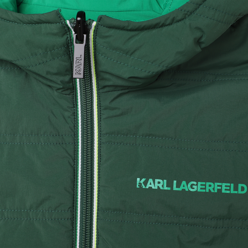 Reversible hooded puffer vest KARL LAGERFELD KIDS 
                    BOY