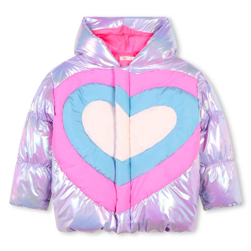 Shiny hooded puffer jacket discount