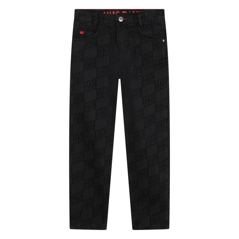 Logo Print Straight-Cut Jeans HUGO 
                    BOY