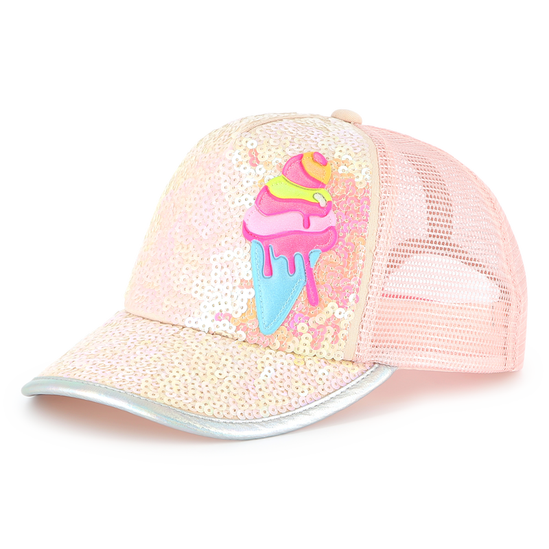Sequin cap with ice cream