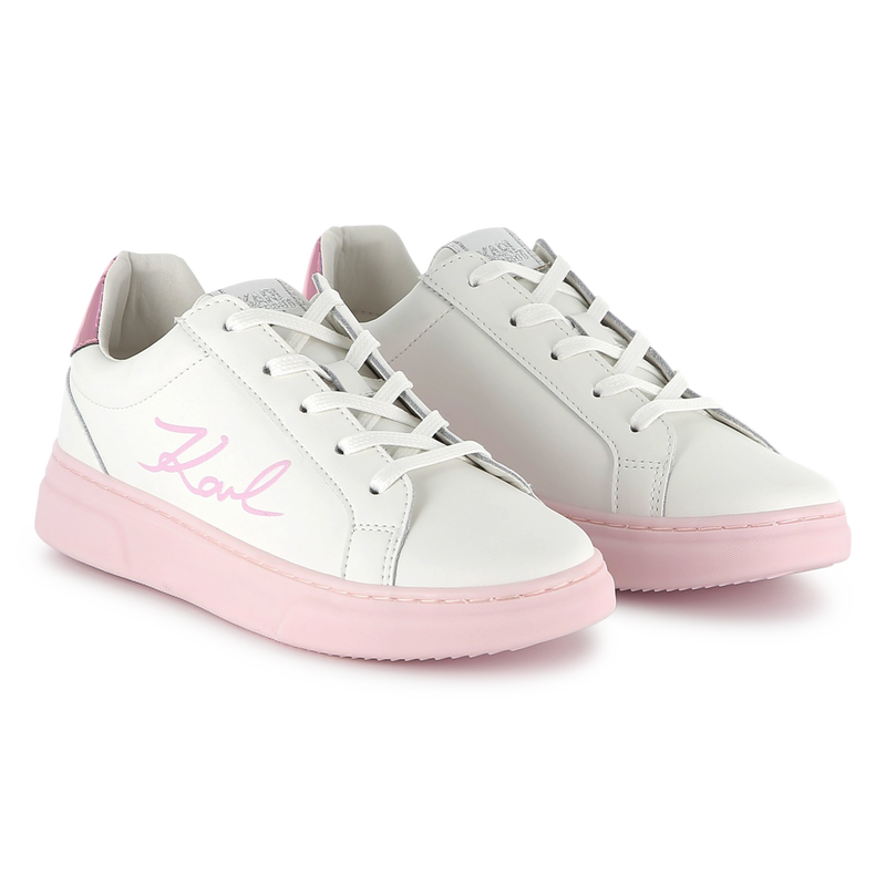 Lace-up leather sneakers KARL LAGERFELD KIDS 
                        GIRL