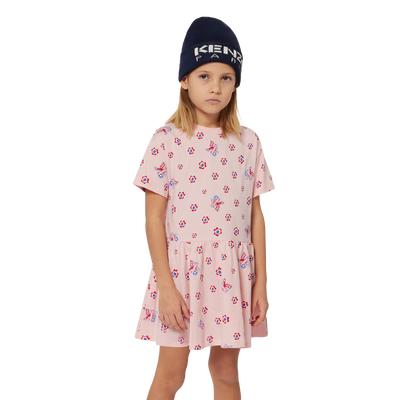 Short-Sleeved Cotton Dress KENZO KIDS GIRL