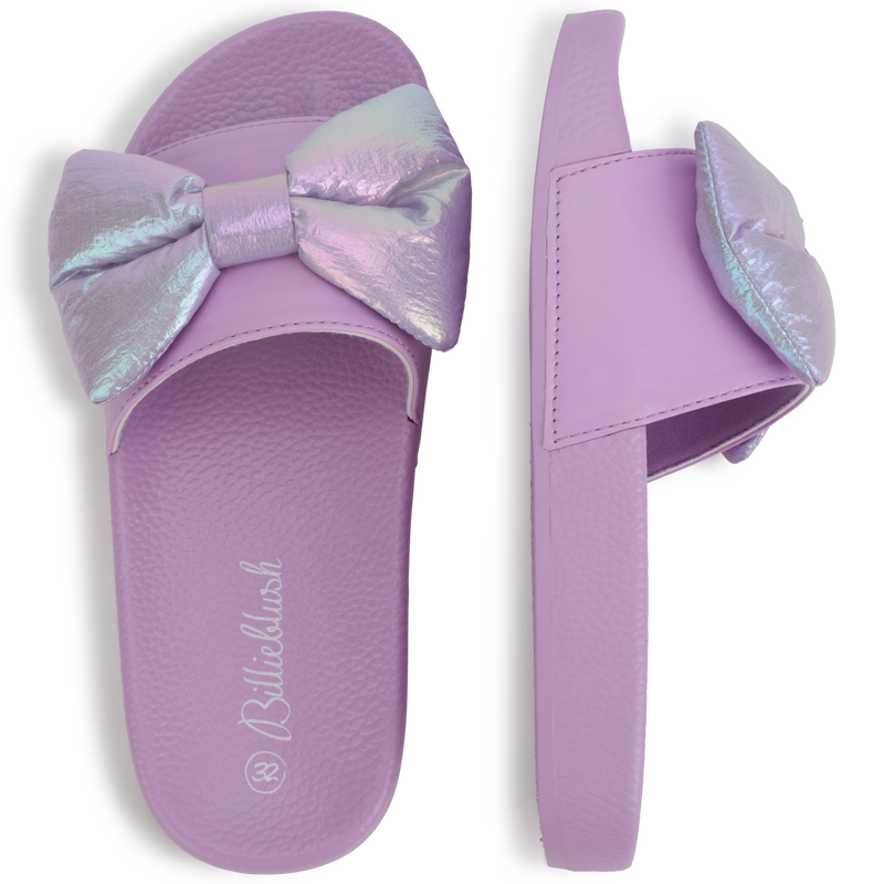 Iridescent slide sandals sales