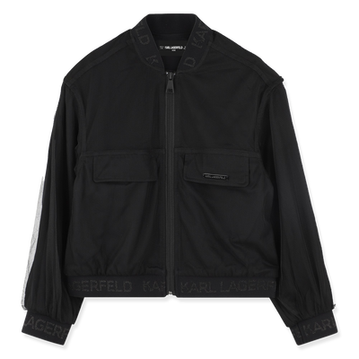 Zipped mesh cardigan KARL LAGERFELD KIDS GIRL