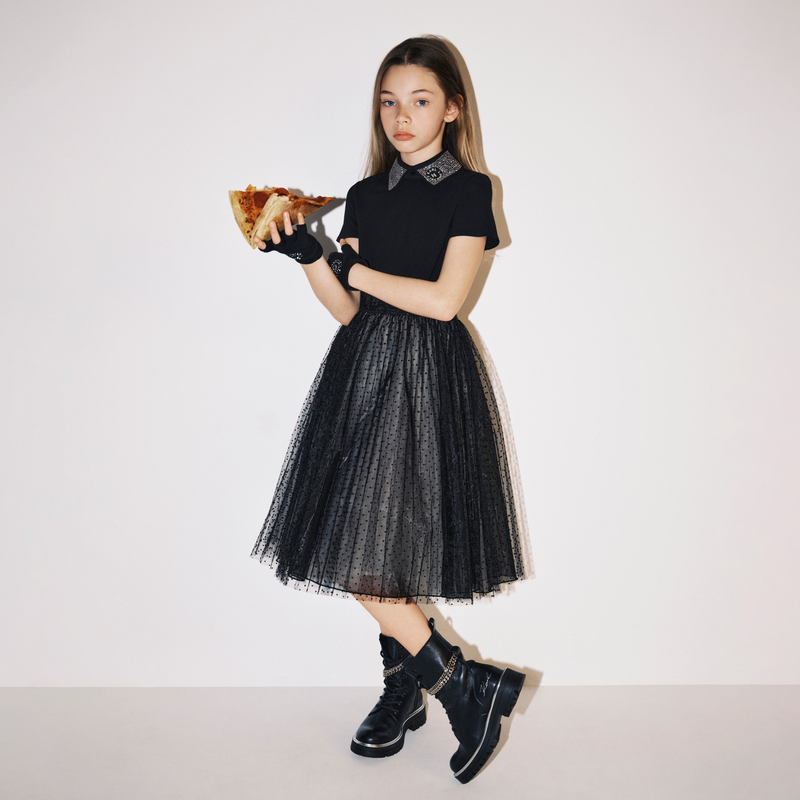 Multi-Material Party Dress KARL LAGERFELD KIDS 
                    GIRL