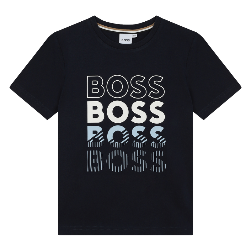 BOSS Boys Navy Blue Logo T Shirt