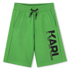 Elasticated cotton Bermudas, GREEN, hi-res