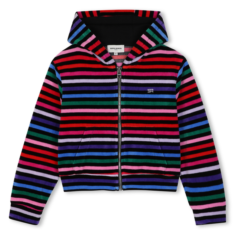 Velvet hooded cardigan SONIA RYKIEL 
                        GIRL