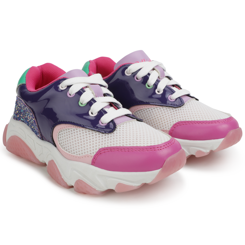Multicoloured lace up trainers