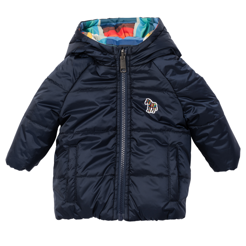 Reversible hooded puffer jacket