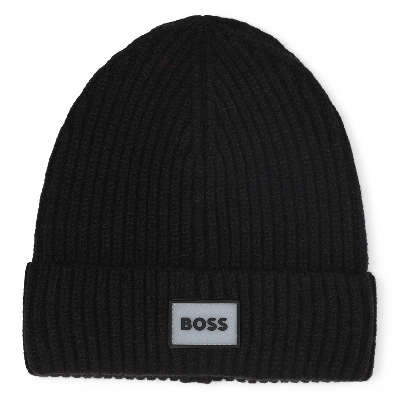 Knitted hat with badge BOSS 
                        BOY