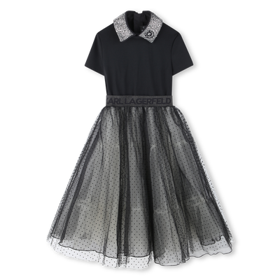Multi-Material Party Dress KARL LAGERFELD KIDS GIRL