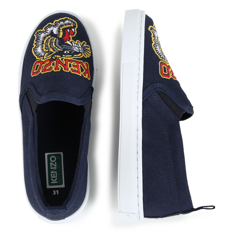 KENZO Tiger Head Embroidery Pattern Cotton Round Collar Long