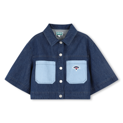 Embroidered denim jacket KENZO KIDS GIRL