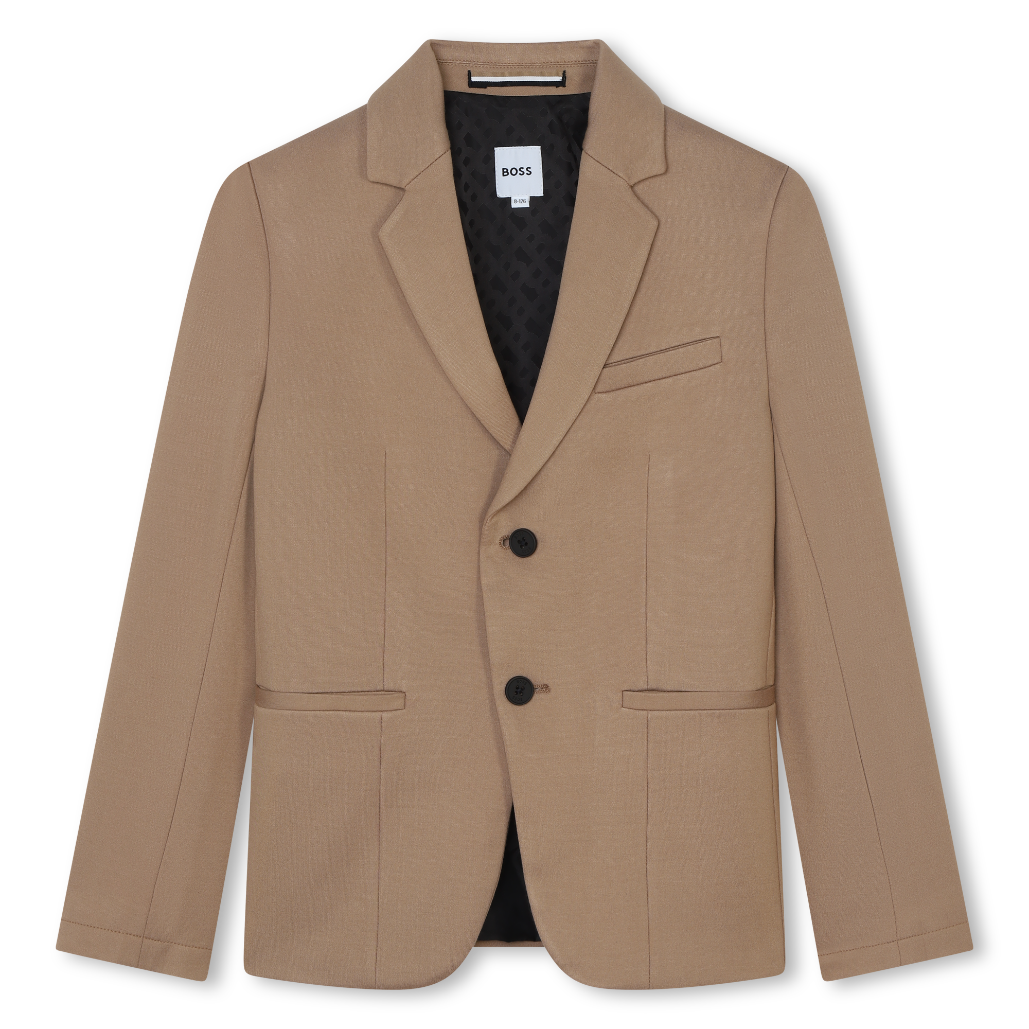 BOSS Kidswear monogram-jacquard single-breasted blazer - Blue