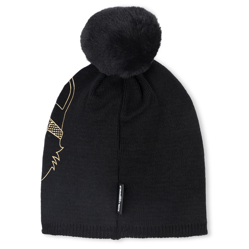 Knitted hat with pompom KARL LAGERFELD KIDS 
                    GIRL