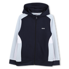 Hooded cardigan, NAVY, hi-res