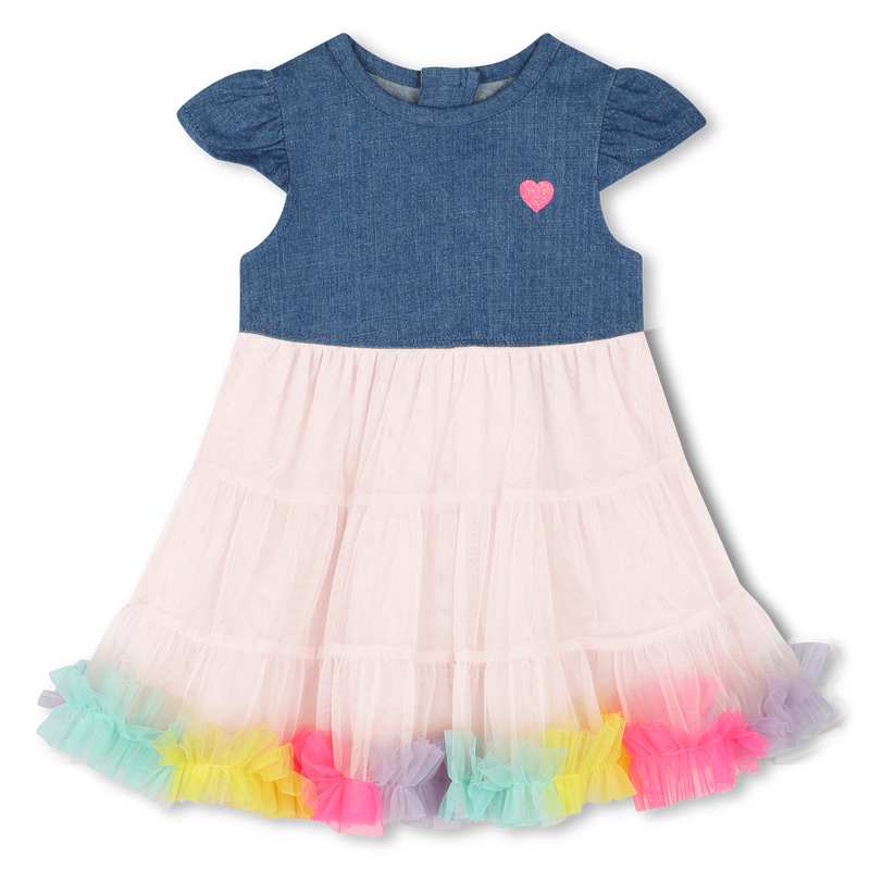 Bi-material dress with ruffles BILLIEBLUSH 
                        GIRL