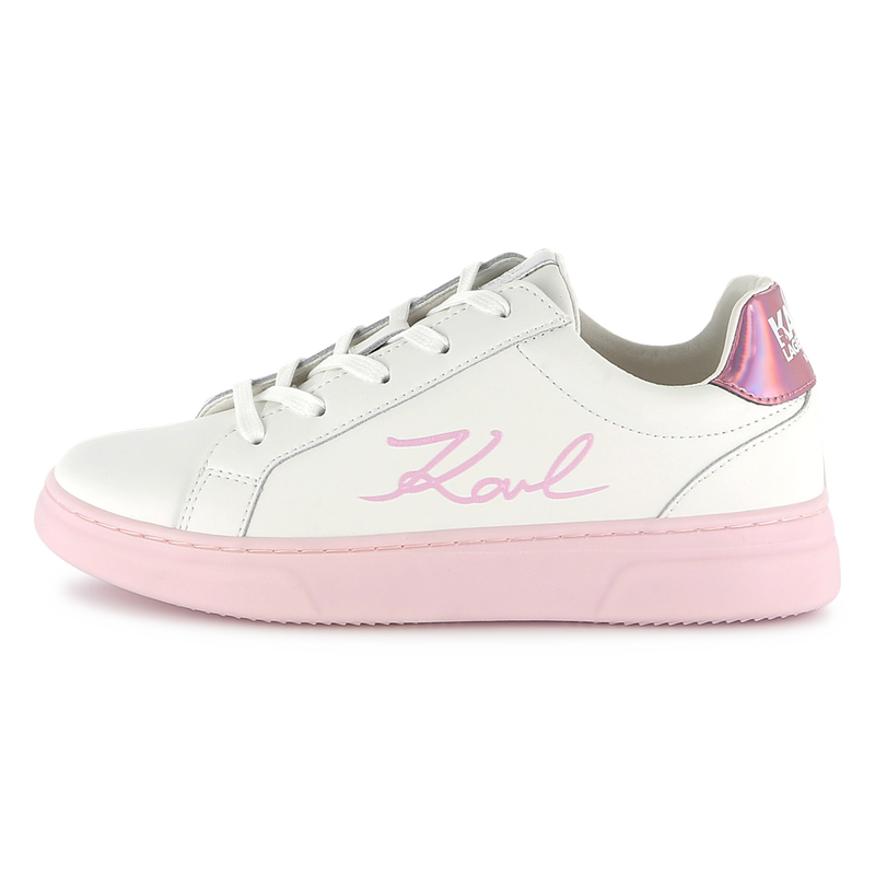 Lace-up leather sneakers KARL LAGERFELD KIDS 
                        GIRL