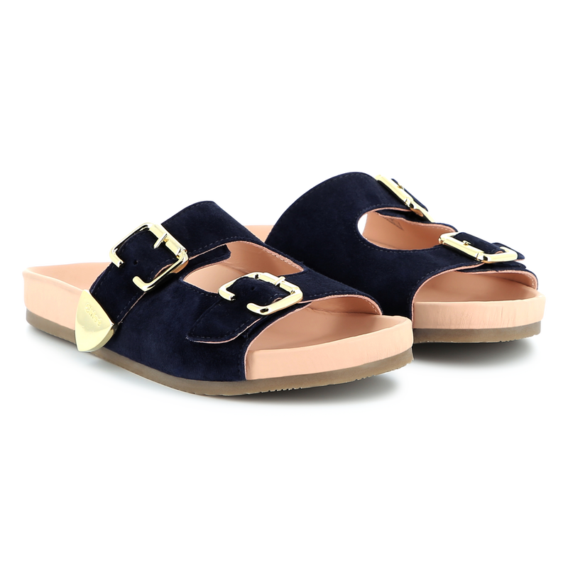 Buckled leather slides CHLOE 
                    GIRL