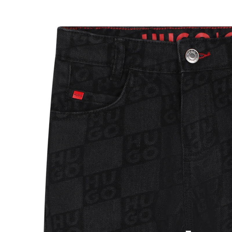 Logo Print Straight-Cut Jeans HUGO 
                    BOY