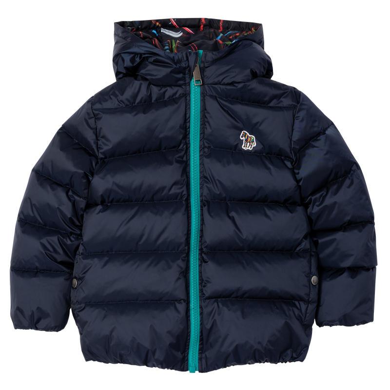 Reversible hooded down jacket