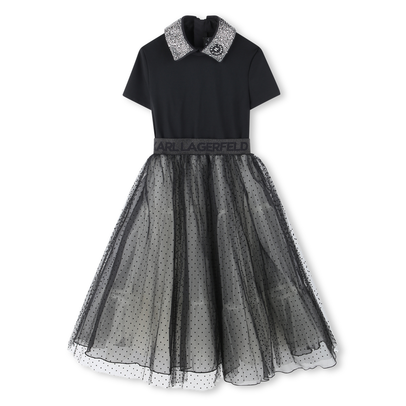 Multi-Material Party Dress KARL LAGERFELD KIDS 
                    GIRL