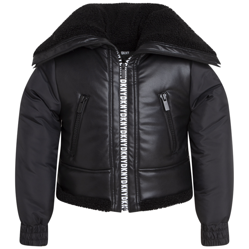 Dkny leather sales bomber jacket