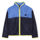 Two-tone fleece cardigan, NAVY, hi-res