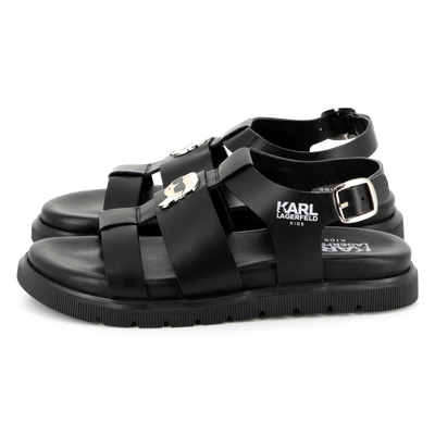 Buckled leather sandals KARL LAGERFELD KIDS GIRL