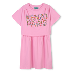 Layered Logo print dress, PINK, hi-res