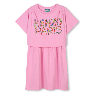 Layered Logo print dress KENZO KIDS GIRL