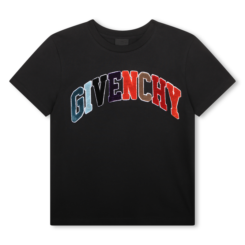 Velvet-patch cotton T-shirt GIVENCHY 
                    BOY